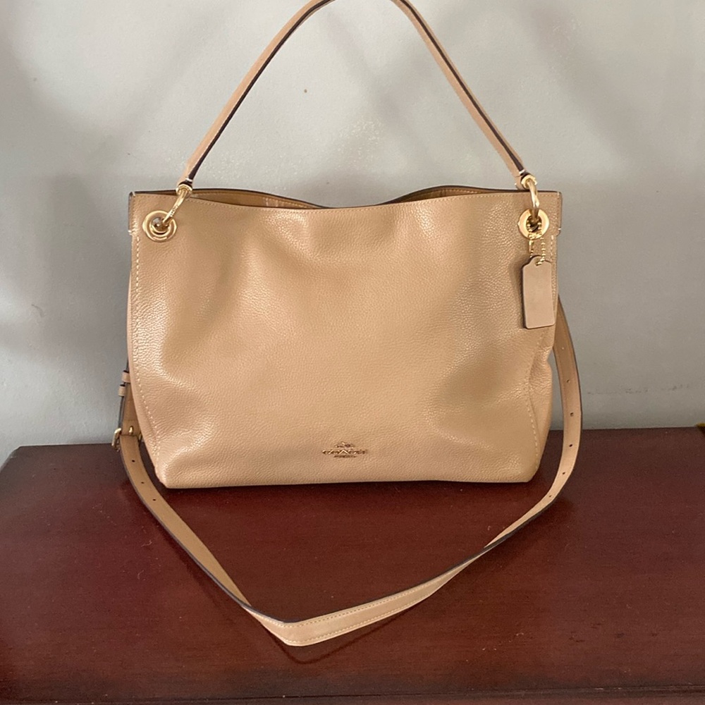 COACH Clarkson Tan Pebble 24947 Convertible Purse Bag Handbag